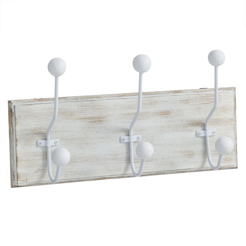 Porte-manteau en bois 3 crochets blanc