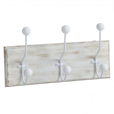 Porte-manteau en bois 3 crochets blanc