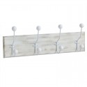 Porte-manteau en bois 4 crochets blanc