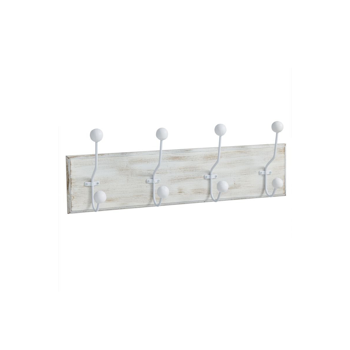 Porte-manteau en bois 4 crochets blanc