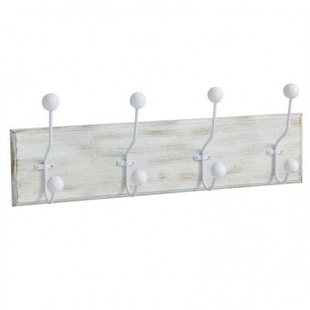 Porte-manteau en bois 4 crochets blanc