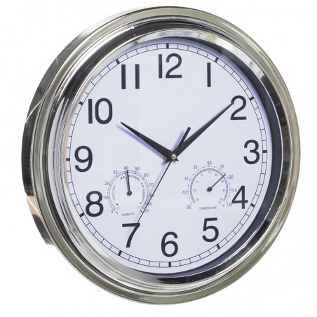 Horloge 32cm cadran blanc cadre chromé