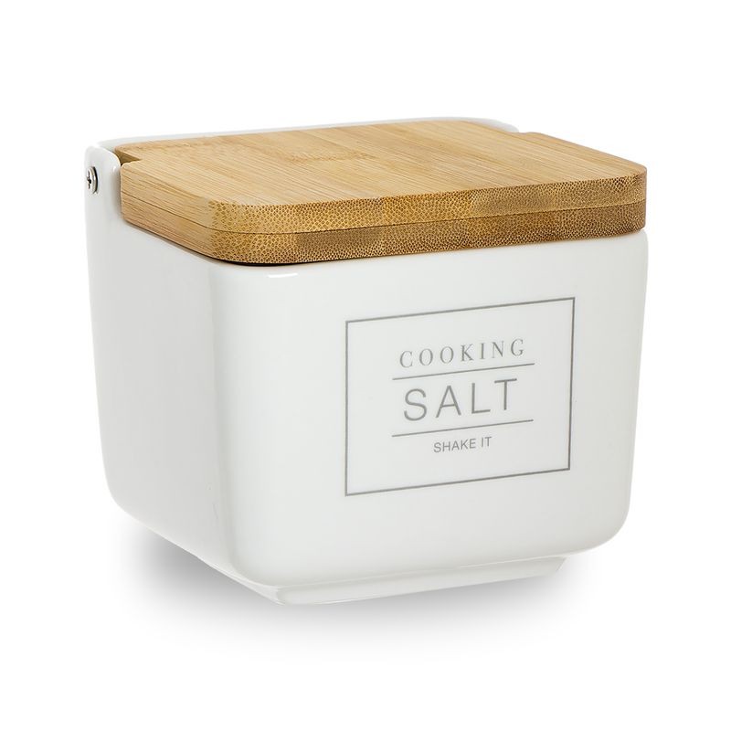 Salière couvercle bambou essentiel blanc