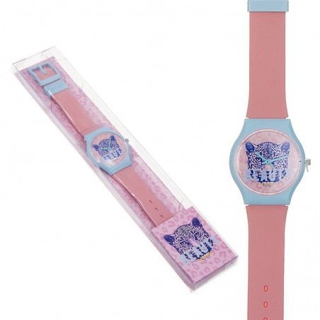 Montre Enfant Rose et Bleue avec Design de Léopard 23 cm