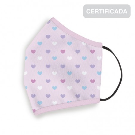 Masque hygiénique réutilisable enfant 10-12 ans cœurs