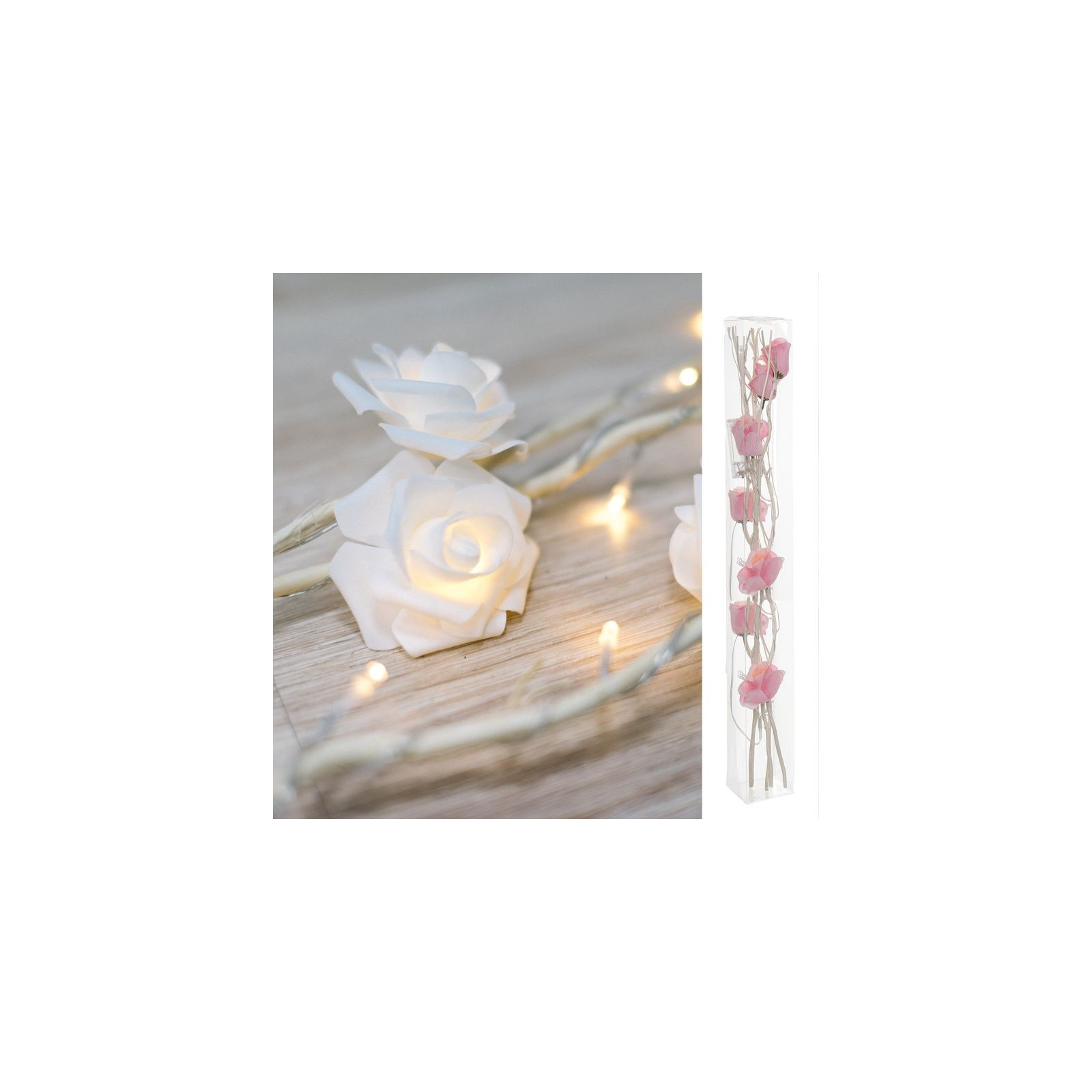 Branches 30 leds 120cm fleurs roses 3xaa