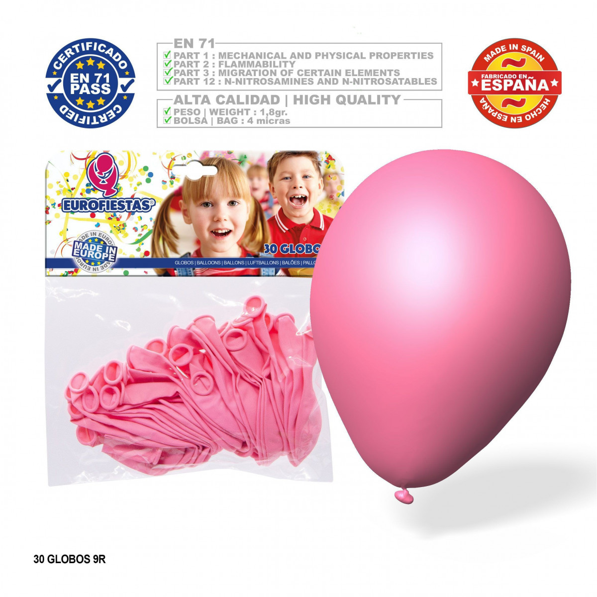 Pack de ballons roses 9r 30 unités