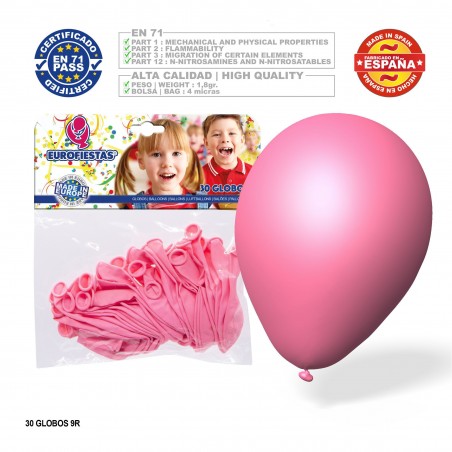 Pack de ballons roses 9r 30 unités