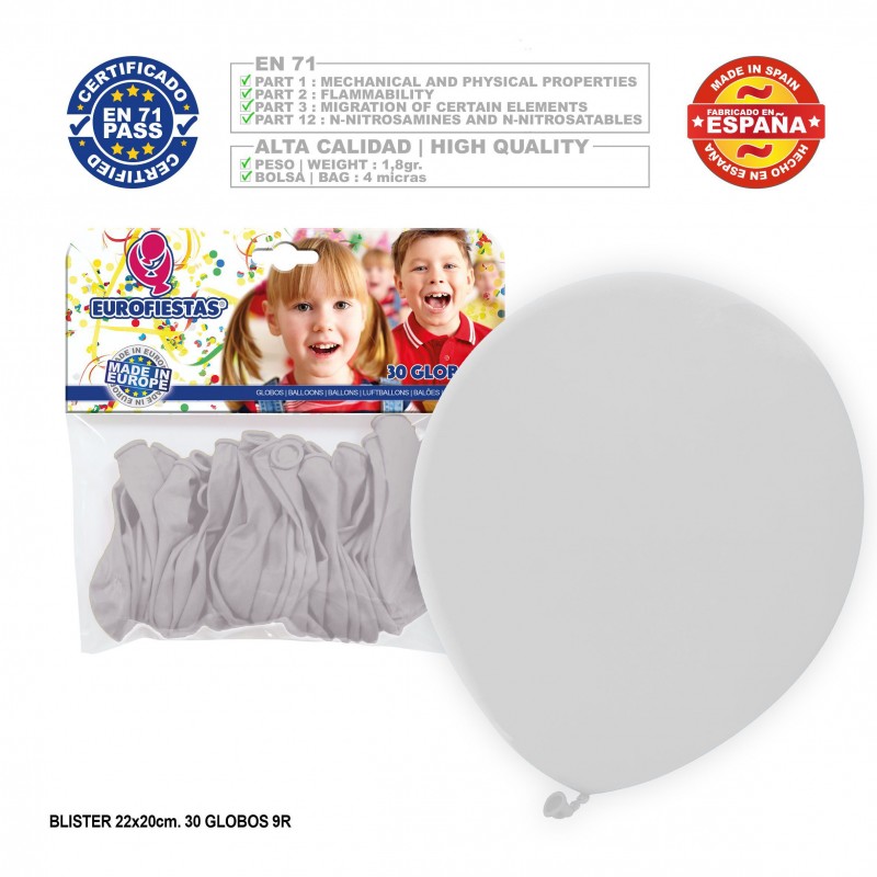 Paquet de ballons blancs 9r 30 unités