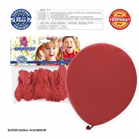 Pack de ballons rouges 9r 30 unités