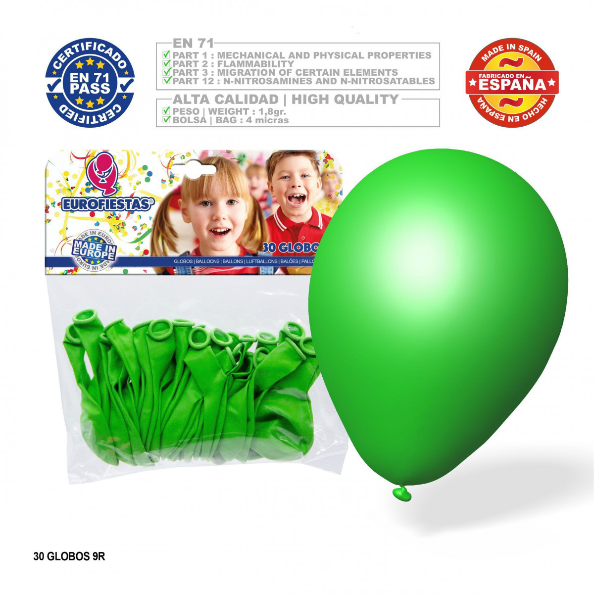 Pack de ballons verts 30u