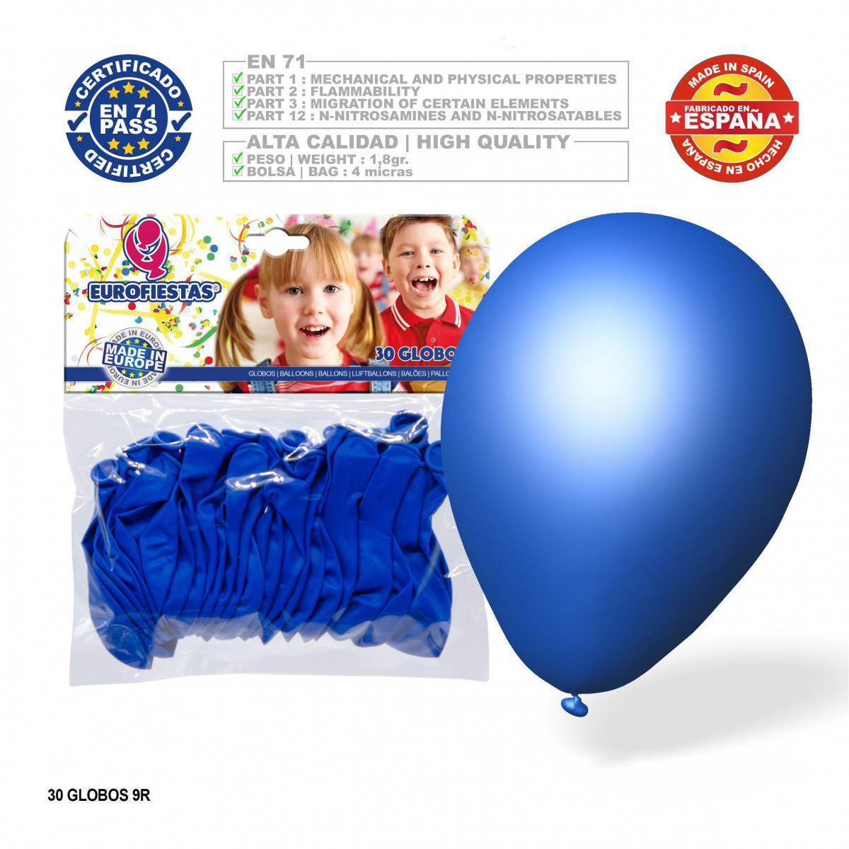 Ballon bleu moyen 9r 30 unités