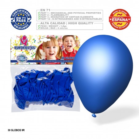 Pack de ballons bleu moyen 9r 30 unités