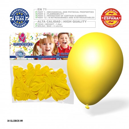 Pack de ballons jaunes 9r 30 unités