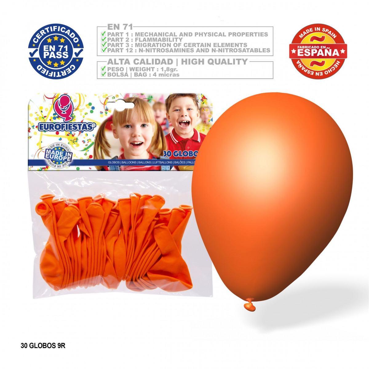 Paquet de ballons orange 30u