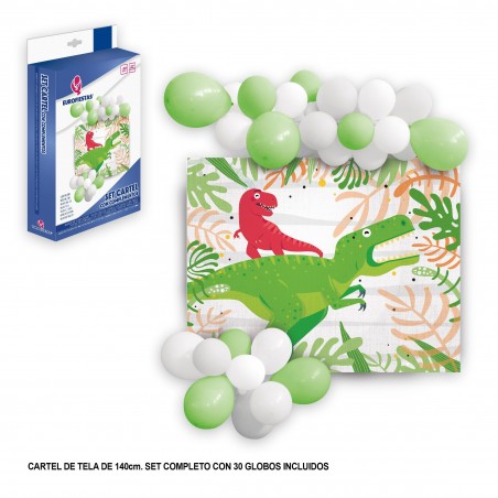 Bannière en tissu avec des ballons dinosaure