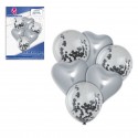 Set de ballons chrome cœur argent