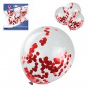 Pack de ballons en latex avec 4 confettis rouges