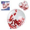 Pack de ballons en latex avec confettis 4 rouges