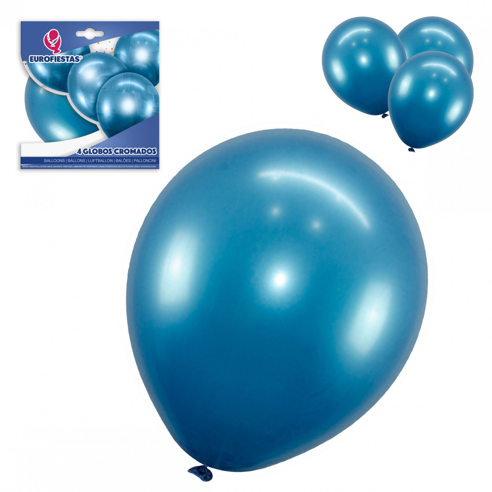 Pack de ballons chromés 4 bleus