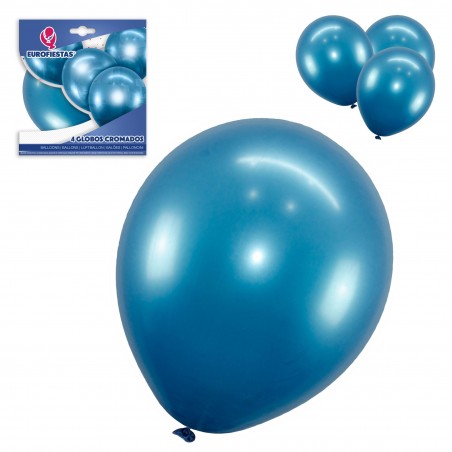 Pack de ballons chromés 4 bleus