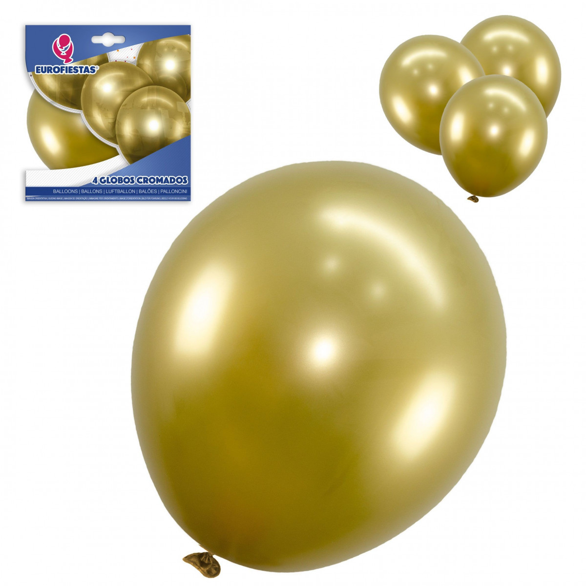 Pack de ballons chromés 4 or