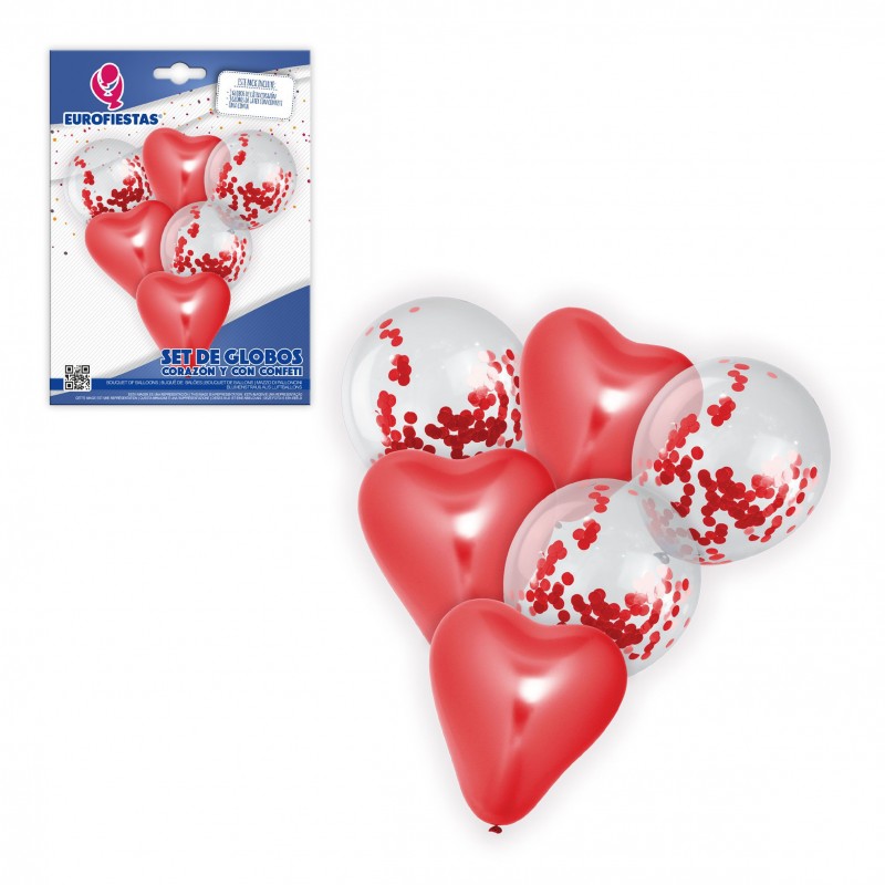 Bouquet de ballons chromés en forme de cœur rouge