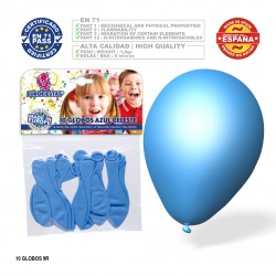 Ballon bleu ciel 9r 10 unités