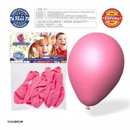 Pack de ballons roses 9r 10 unités