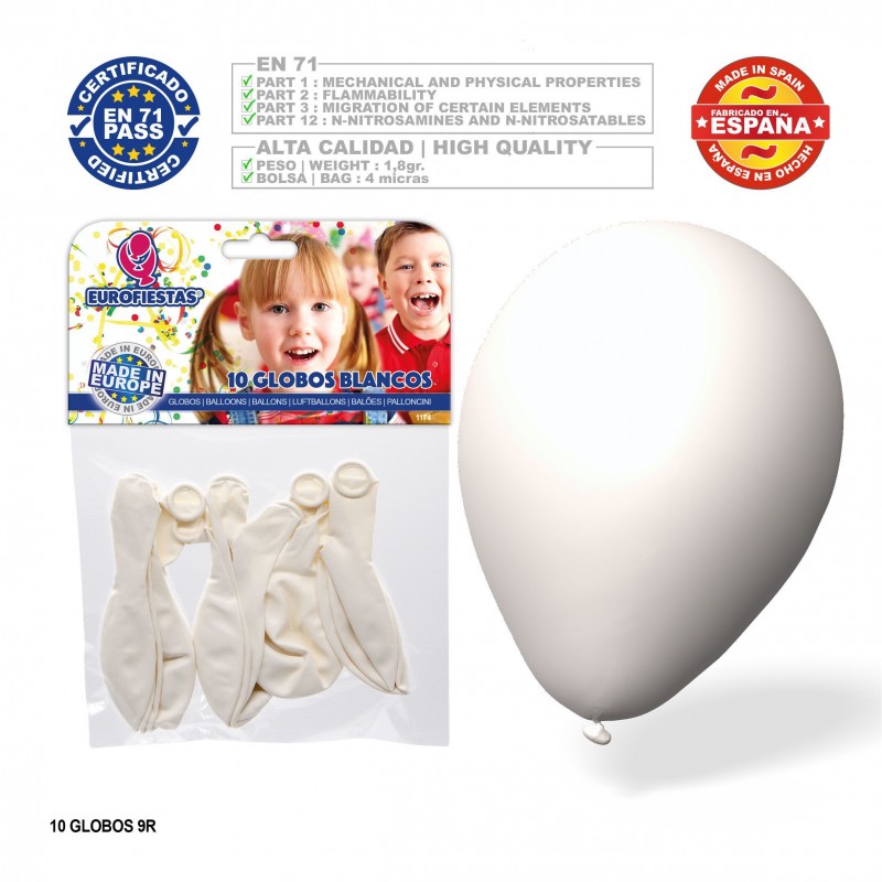 Pack de ballons blancs 9r 10 unités