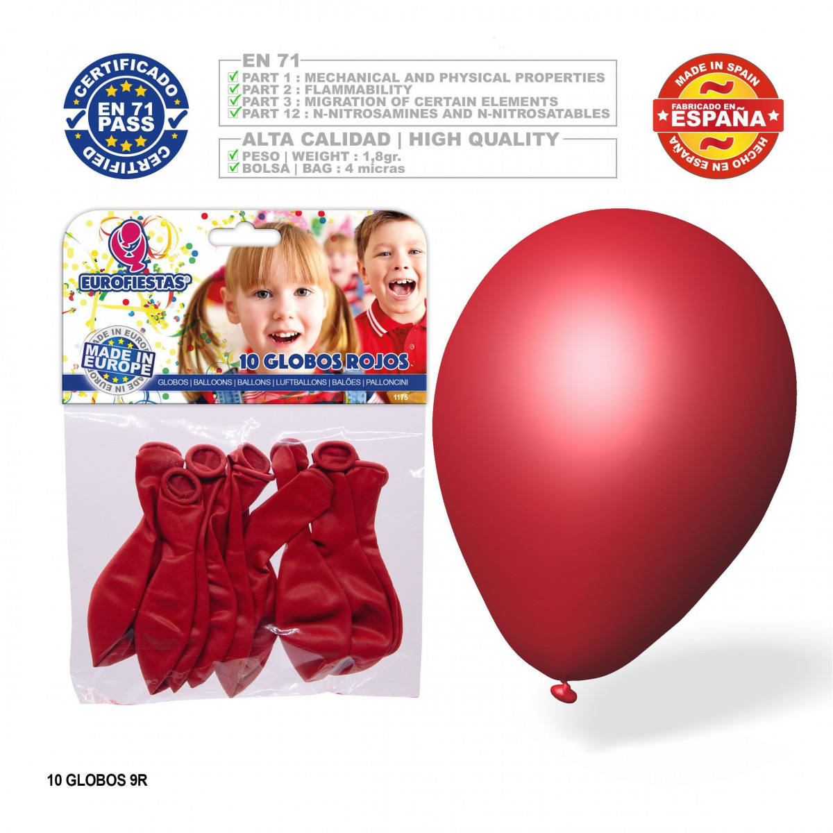 Pack de ballons rouges 9r 10 unités