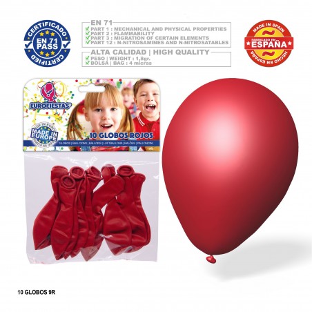 Pack de ballons rouges 9r 10 unités