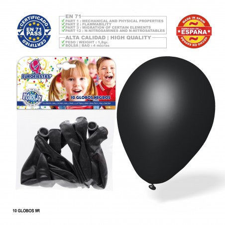 Ballon noir 9r 10 unités