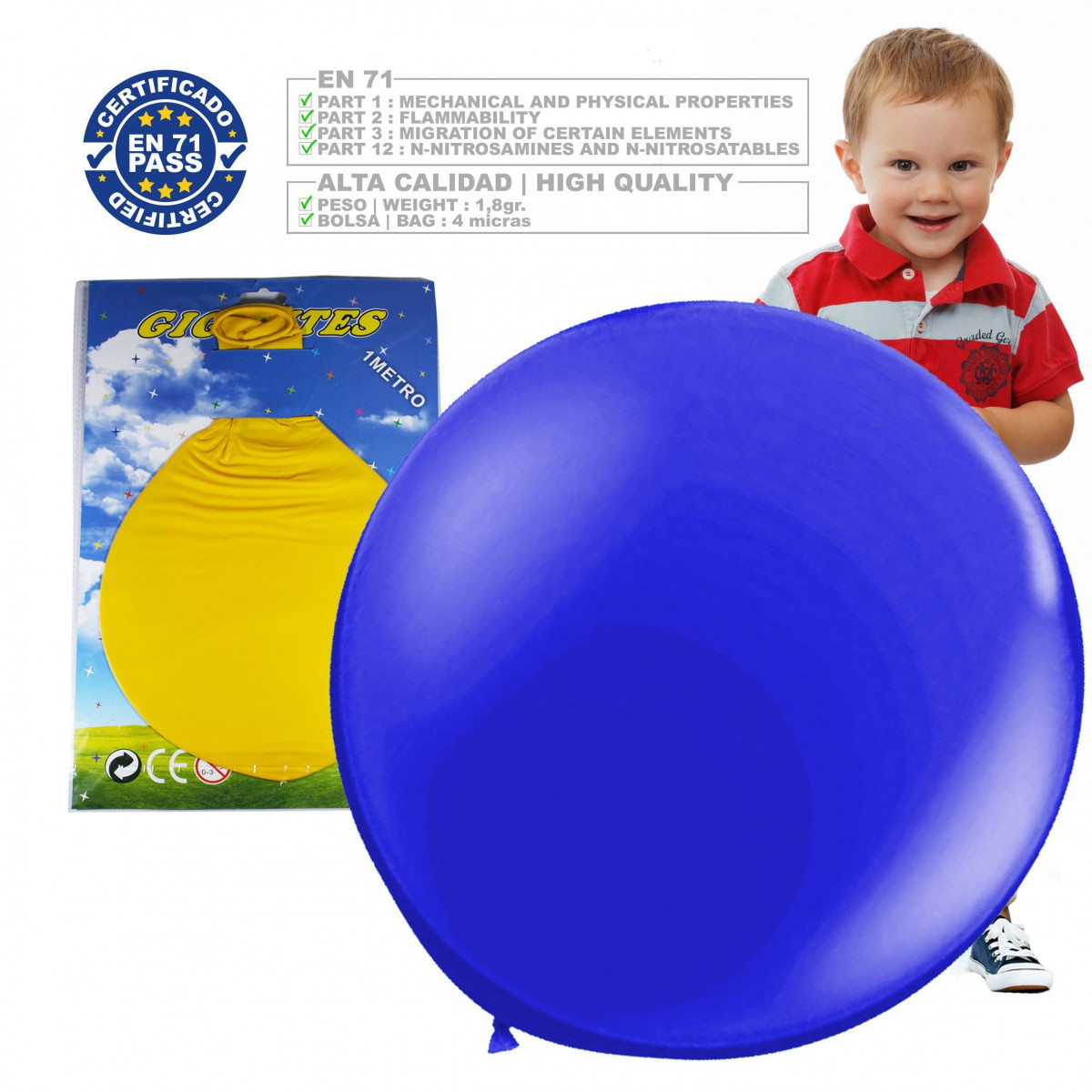 Ballon géant couleurs assorties jusqu à 1 mètre 1 unité