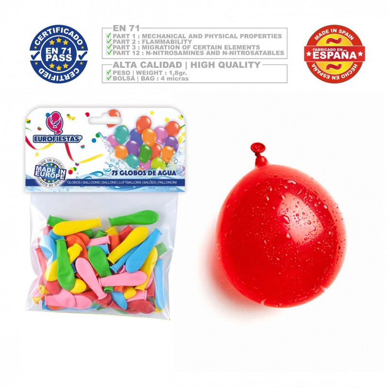 Pack de ballons en couleurs assorties, 75 unités