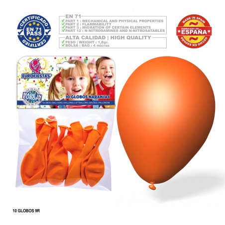 Pack de ballons orange 9r 10 unités