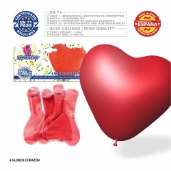 Ballon rouge en forme de coeur 4 unités