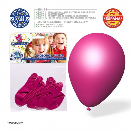 Pack de ballons fuchsia 9r 10 unités