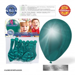Ballon métallique vert 9r 8 unités