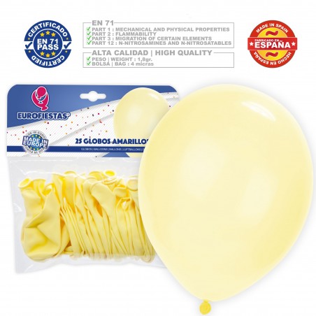 Pack de ballons pastel 30cm jaune 25