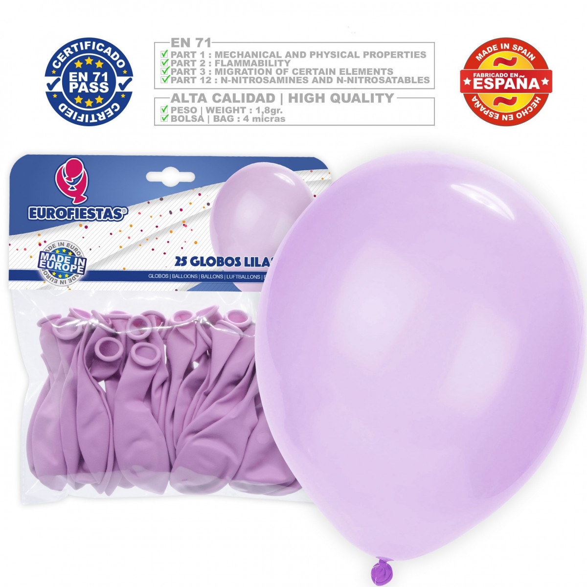 Paquet de ballons pastel 30cm lilas 25