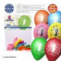 Ballon couleurs assorties 9r numéro 1 imprimé 6 unités