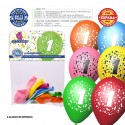 Pack de ballons couleurs assorties 9r numéro 1 imprimé 6 unités