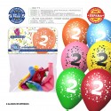 Pack de ballons de couleurs assorties 9r numéro 2 imprimé 6 unités