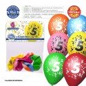 Pack de ballons couleurs assorties 9r numéro 5 imprimé 6 unités