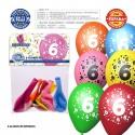 Pack de ballons de couleurs assorties 9r numéro 6 imprimé 6 unités