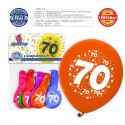 Pack de ballons de couleurs assorties 9r numéro 70 imprimé 6 unités