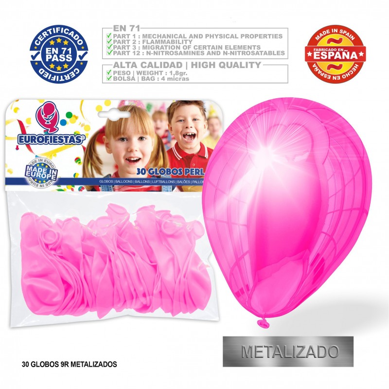 Pack de ballons roses métalliques 30u
