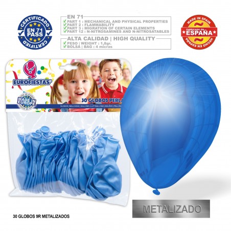 Pack de ballons bleu métal 30u