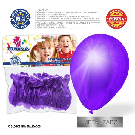 Pack ballon métal violet 30u
